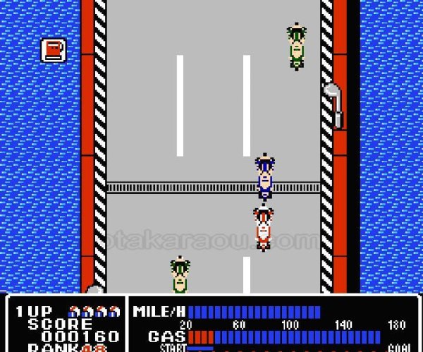 ダッシュ野郎 ファミコンソフト / 起動確認済み プレイ画面 / Dash Yarou (The Speed Rumbler) Famicom Game Gameplay Screenshot