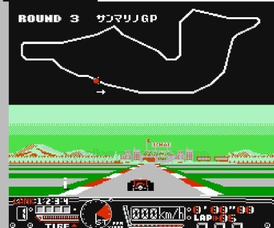 中嶋悟 F-1 HERO2 (中嶋悟エフワンヒーロー2) ファミコンソフト / 起動確認済み プレイ画面 / 中嶋悟 F-1 HERO2 Famicom Game Gameplay Screenshot