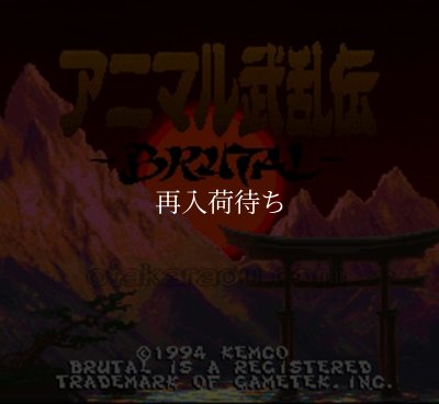 アニマル武乱伝 -ブルータルー スーパーファミコンソフト / 起動確認済み プレイ画面 / アニマル武乱伝 -ブルータルー Super Famicom Game Gameplay Screenshot
