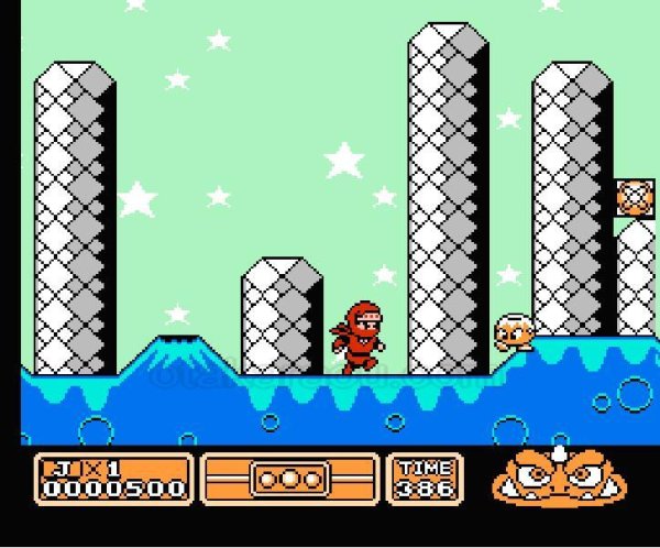 忍者じゃじゃ丸銀河大作戦 ファミコンソフト / 起動確認済み プレイ画面 / Ninja Jajamaru: Ginga Daisakusen Famicom Game Gameplay Screenshot