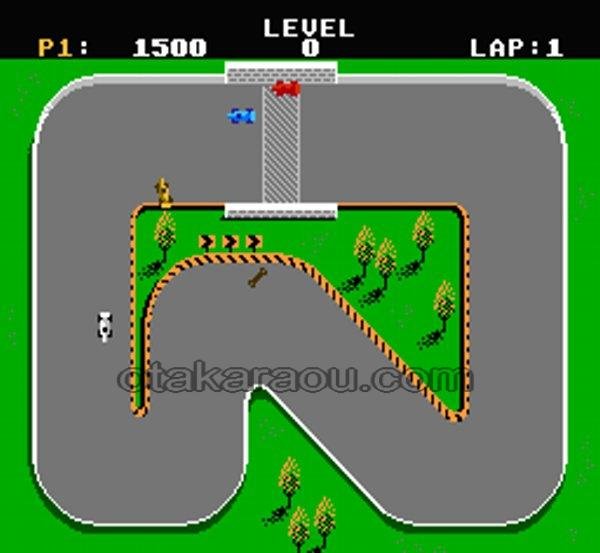 スーパースプリント ファミコンソフト / 起動確認済み プレイ画面 / Super Sprint Famicom Game Gameplay Screenshot