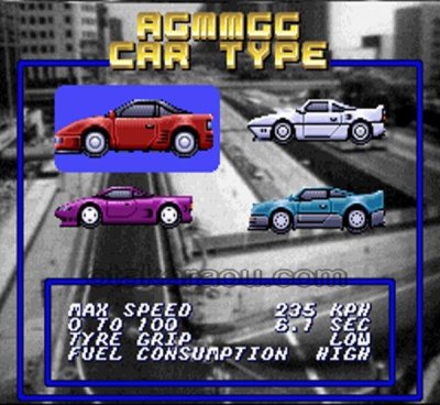トップレーサー スーパーファミコンソフト / 起動確認済み プレイ画面 / Top Gear (Top Racer) Super Famicom Game Gameplay Screenshot