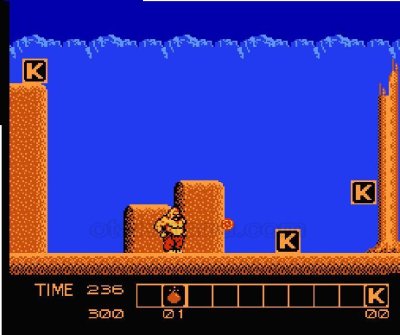カルノフ ファミコンソフト / 起動確認済み プレイ画面 / Karnov Famicom Game Gameplay Screenshot