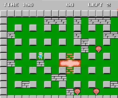 ボンバーマン ファミコンソフト / 起動確認済み プレイ画面 / Bomberman Famicom Game Gameplay Screenshot