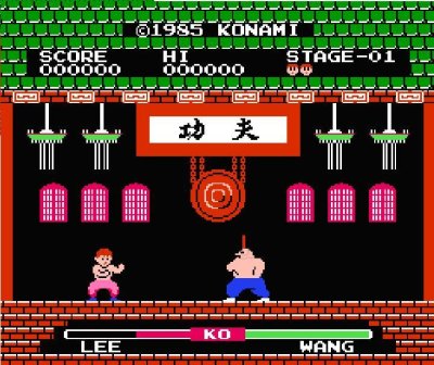 イーアルカンフー ファミコンソフト / 起動確認済み プレイ画面 / Yie Ar Kung-Fu Famicom Game Gameplay Screenshot
