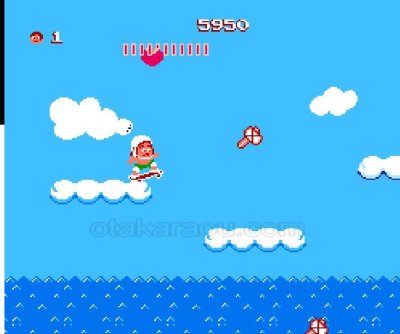 高橋名人の冒険島 ファミコンソフト / 起動確認済み プレイ画面 / Adventure Island Famicom Game Gameplay Screenshot