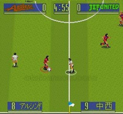 Jリーグサッカープライムゴール スーパーファミコンソフト / 起動確認済み プレイ画面 / J-League Soccer Prime Goal Super Famicom Game Gameplay Screenshot