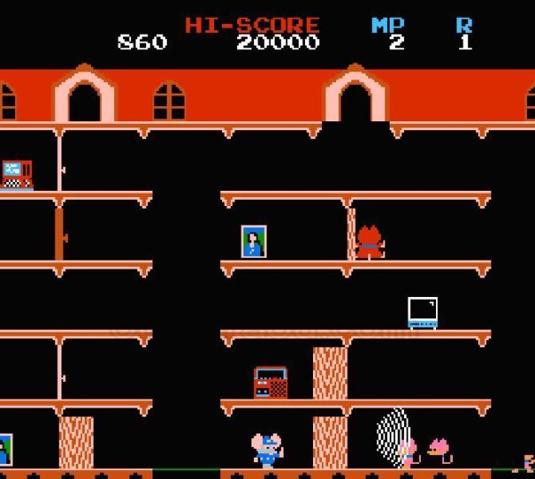 マッピー ファミコンソフト / 起動確認済み プレイ画面 / Mappy Famicom Game Gameplay Screenshot